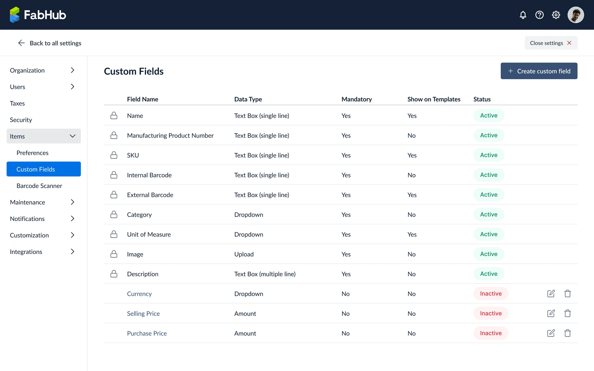 Custom fields dashboard